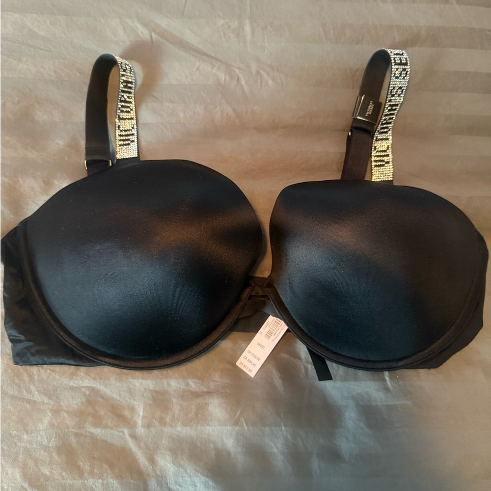 Victoria's Secret Black Bra with Patterned Straps